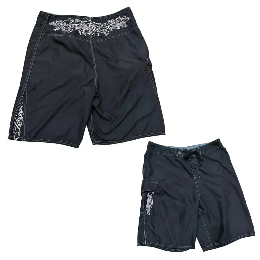 Vintage Y2K Grail Kirra Embroidered Baggy Board Short 38 Street Swim Trunks Surf